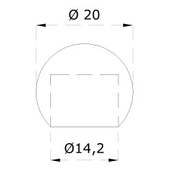 Guľa koncová ø 20 mm na trubku ø 14 mm, brúsená AISI 304 Guľa koncová ø 20 mm na trubku ø 14 mm, brúsená AISI 304